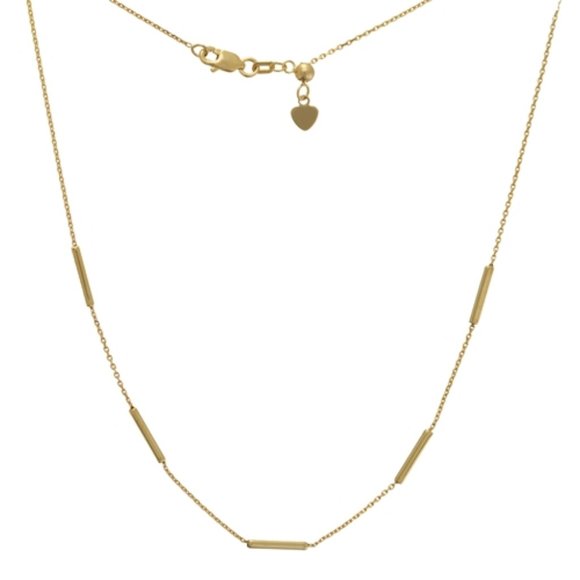 14K Solid Gold Square Wire Station Choker Necklace - Picture 1 of 1